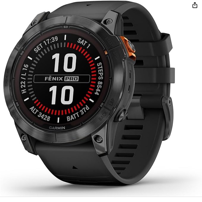 Garmin fēnix 7X Pro Solar, 51mm GPS smartwatch, Black | Multisport, solar charging, advanced training & fitness features, touchscreen & buttons, flash light, up to 37 days battery