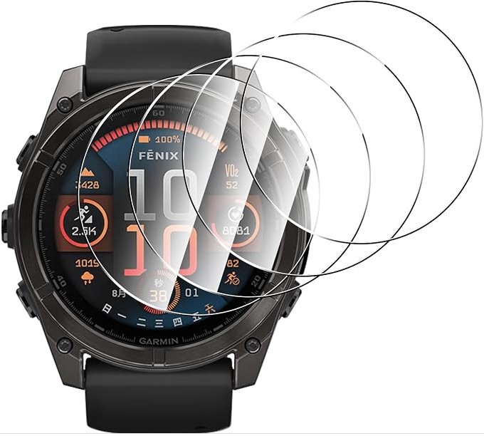 WFTE 4-Pack Screen Protector for Garmin Fenix 8/Garmin Fenix 8 Pro 51MM/Fenix 7x/7x Pro,Anti-Scratch,HD Clear,Anti-fingerprint,Bubble-Free,Dust-Free Premium Watch Screen Protector Tempered Glass
